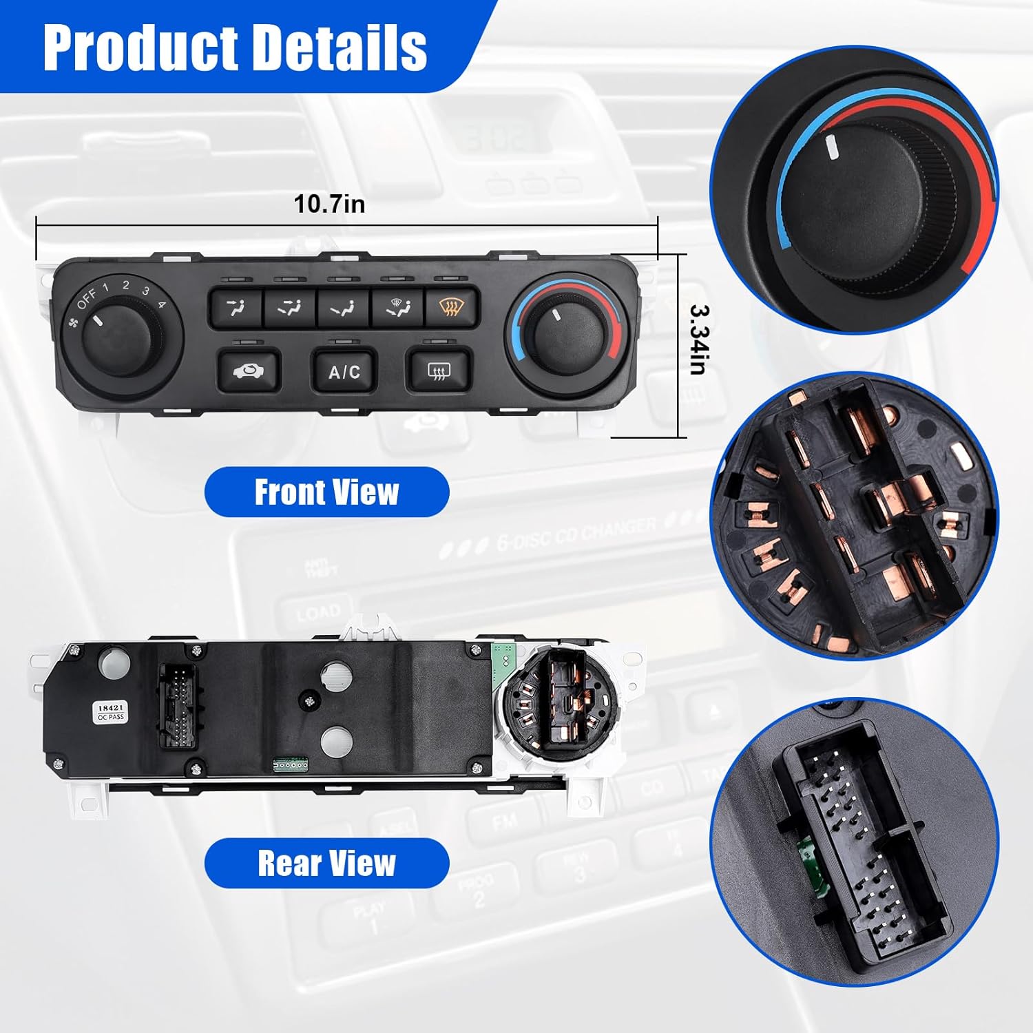 A/C Climate Control Switch Module Fits for 2001-2002 Honda Accord Replace 79600-S84-A21ZA Heater Temperature Control HVAC Panel