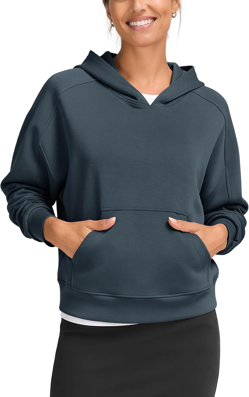 ODODOS Modal Soft Long Sleeve Cropped Hoodie for Women Oversized Pullover Sweatshirts with Pocket