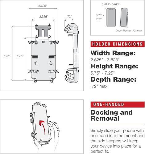 Miniatura 6 de RAM MOUNTS Soporte de teléfono grande de agarre rápido con RAM-HOL-PD4-400-1U de bajo perfil
