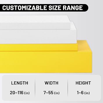Lokex Custom Foam Cushion, Cut to Size High Resilience Replacement Foam