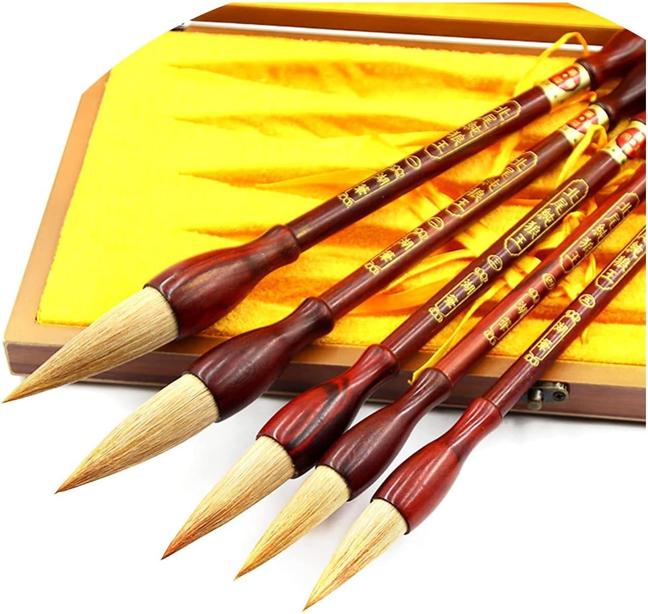 chinese calligraphy writing sumi with roll-up brush japanese brush painting kit Chinese Calligraphy Painting Brush Sumi Writing Drawing Brushs for Beginner Level Set, Chinese Brushes Set (5 Pcs)