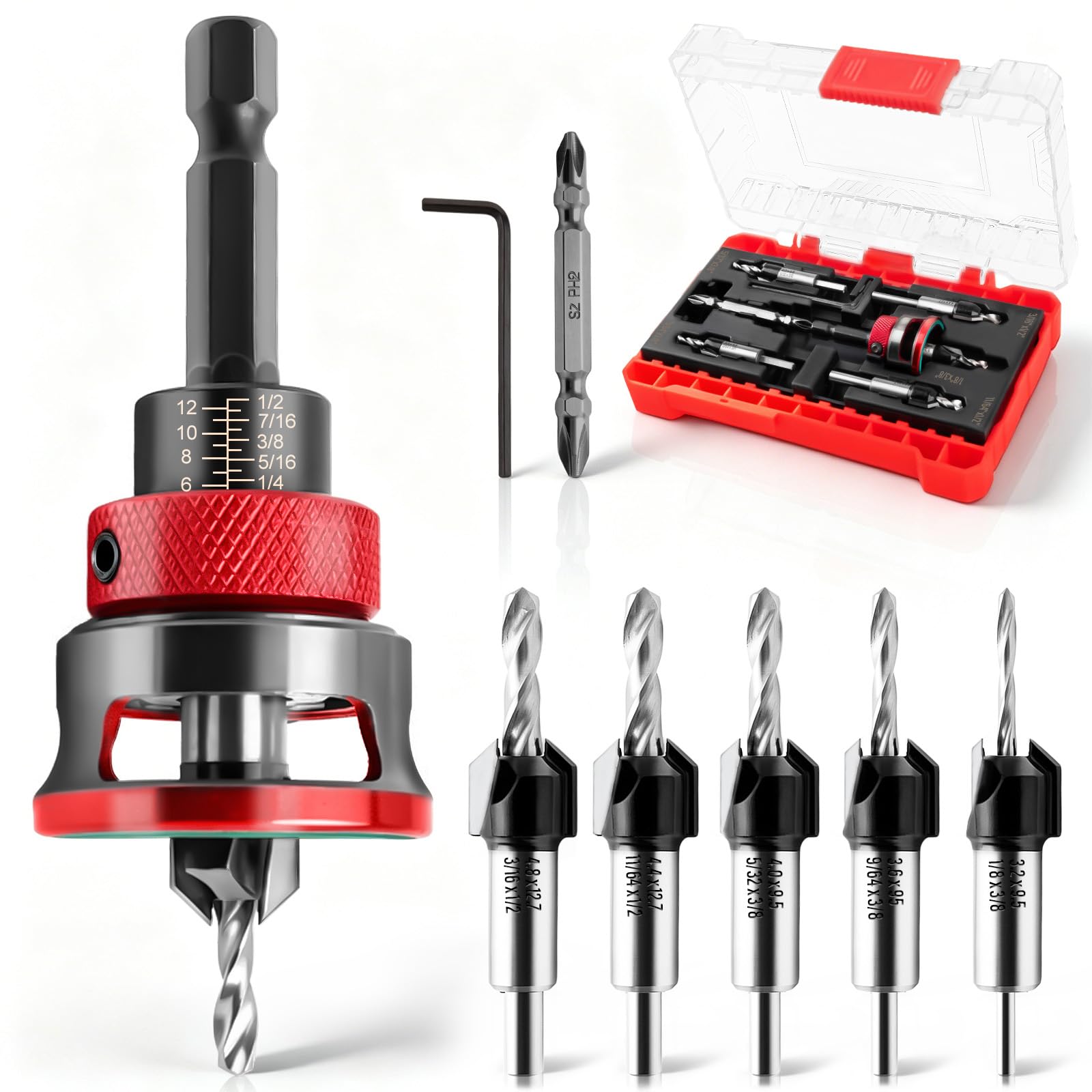 Vieliian Countersink Drill Bits - 9 Piece Set -1