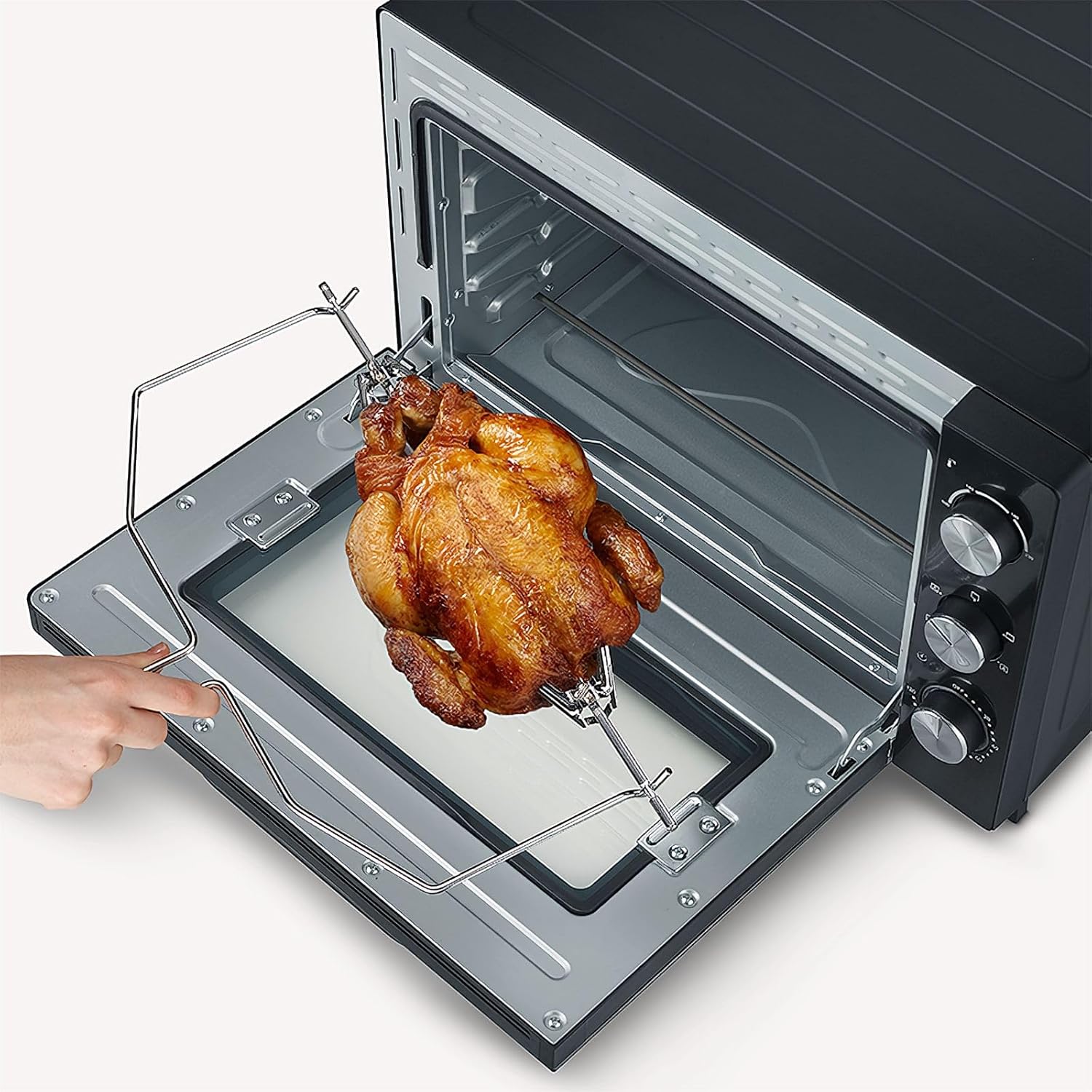 SEVERIN XXL Toaster Oven with Convection Function, Mini Toaster Oven with Rack and Tray, Small Oven with Pizza Stone and Rotisserie 2200 W, 60 L, Black, TO 2073