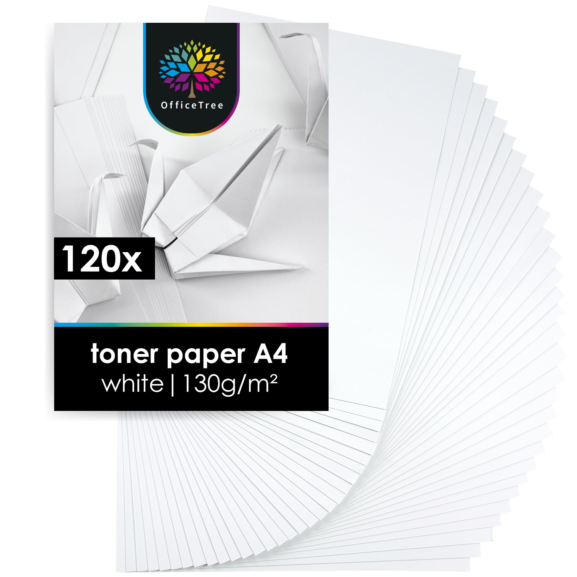 OfficeTree 120x White Card A4-130 g/m² DIN A4 White Card - White Craft Paper - Crafting Set Children White Paper A4 for Crafting Designs - White A4 Card