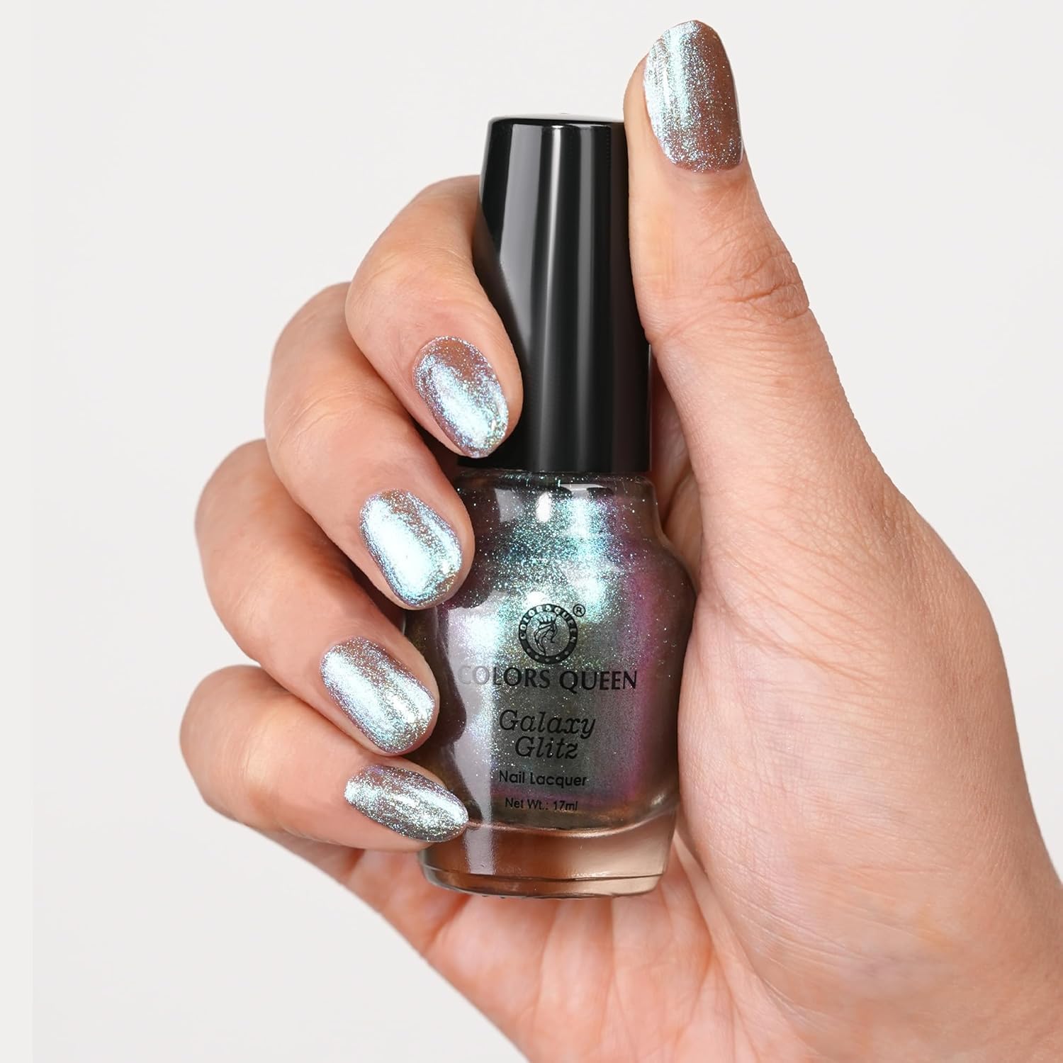 PREMIUM Galaxy Glitz Nail Lacquer | Glossy Nail Polish | Long Lasting | Chip Resisting Formula, Effortless Application | Vegan and Cruelty Free (126 - Stardust, 17ml) SH-7711-image-21