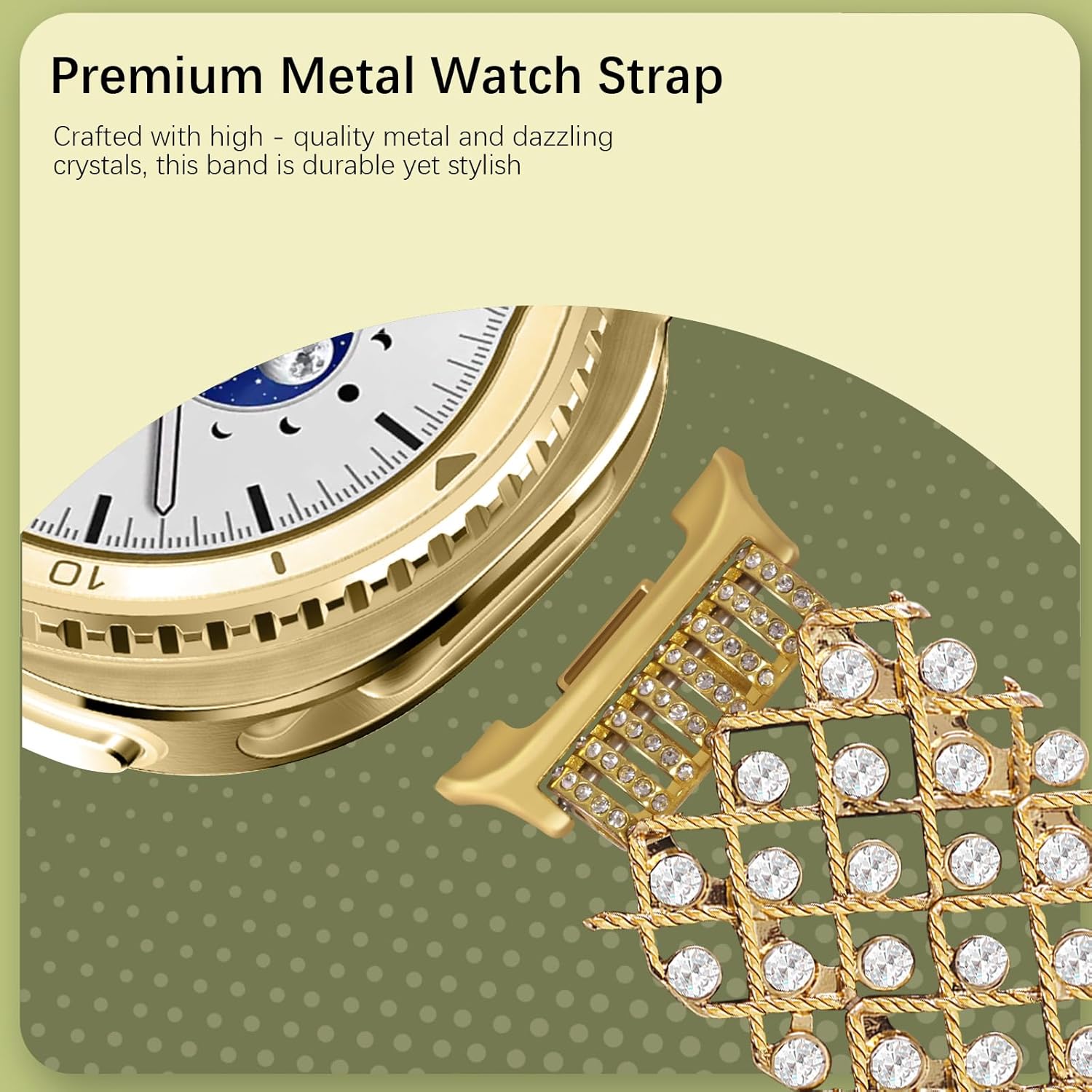 VIQIV Dressy Bracelet Compatible with Samsung Galaxy Watch 8/7/6/5/4/FE Active 2 40/44mm 8/6/4 Classic 43/47/42/46mm 5 Pro 45mm, 20mm Stretchy Bling Rhinestone Metal Strap for Samsung Watch Band Women