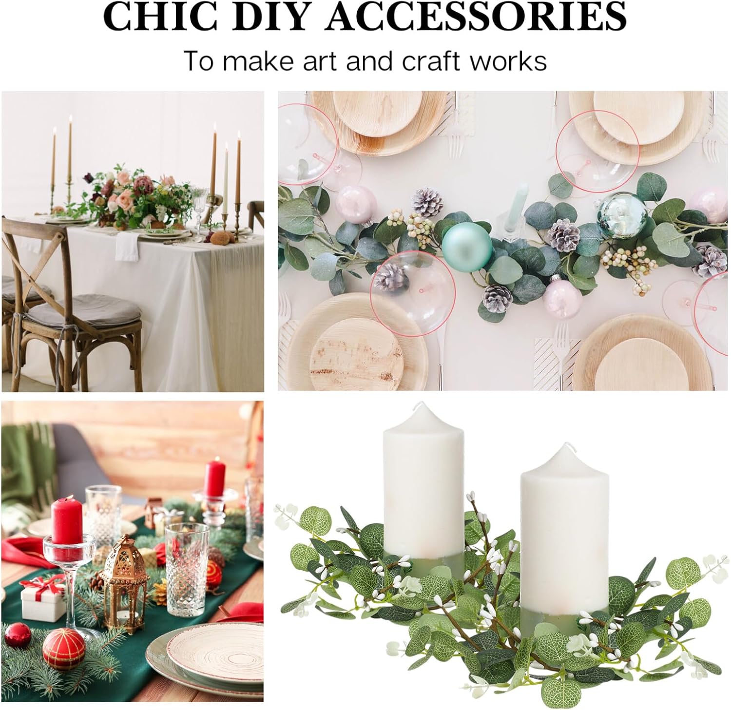 Toddmomy 8pcs Small Eucalyptus Candle Wreaths for Home Decor Style Faux Eucalyptus Leaf Wreaths for Tabletop Wedding Party Decoration