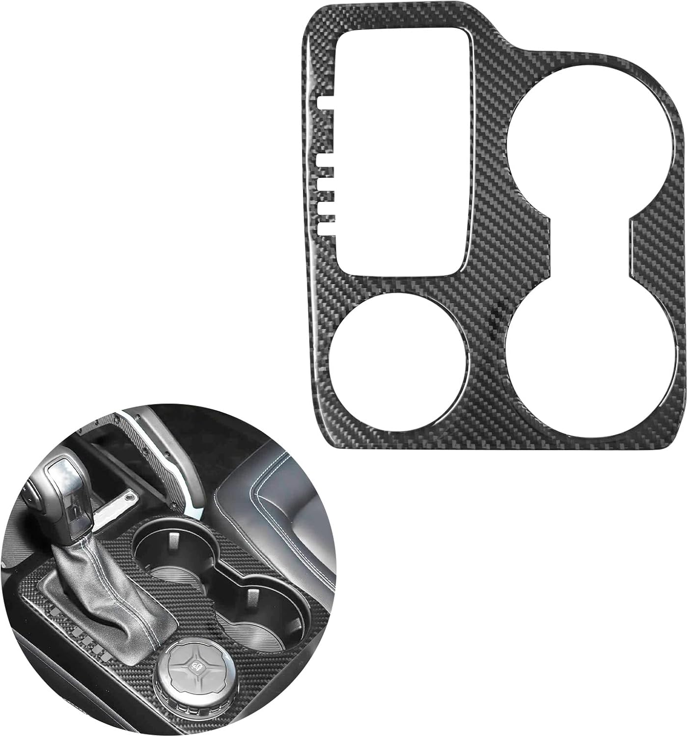 Compatible with 2025 2024 2023 2022 2021 Ford Bronco Carbon Fiber Center Console Gear Shift Cup Holder Panel Cover Interior Accessories Black