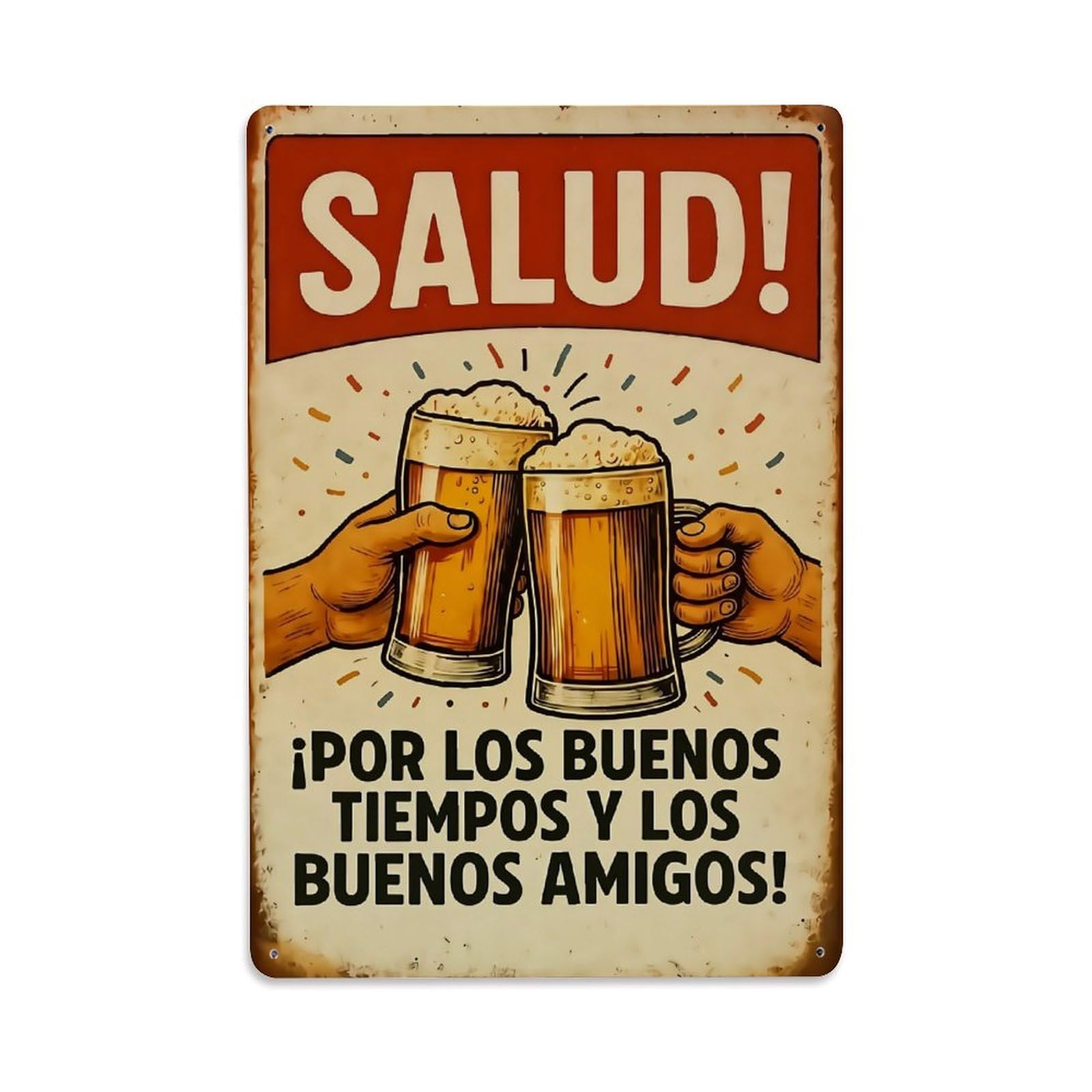 Nestemfo Vintage Two Hands Holding Beer Glasses Tin Sign Metal Sign, Living Room,Bar, Home, Bedroom Wall Decor,Retro Metal Poster 8X12 Inches