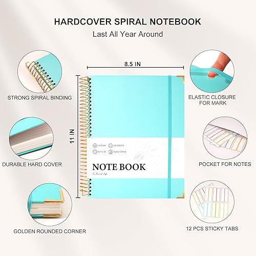Miniatura 4 de FLYING EAGLE Cuaderno de espiral con rayas universitarias de 8.5 x 11 pulgadas con calcomanías de tapa dura, cuaderno A4 grande para notas de