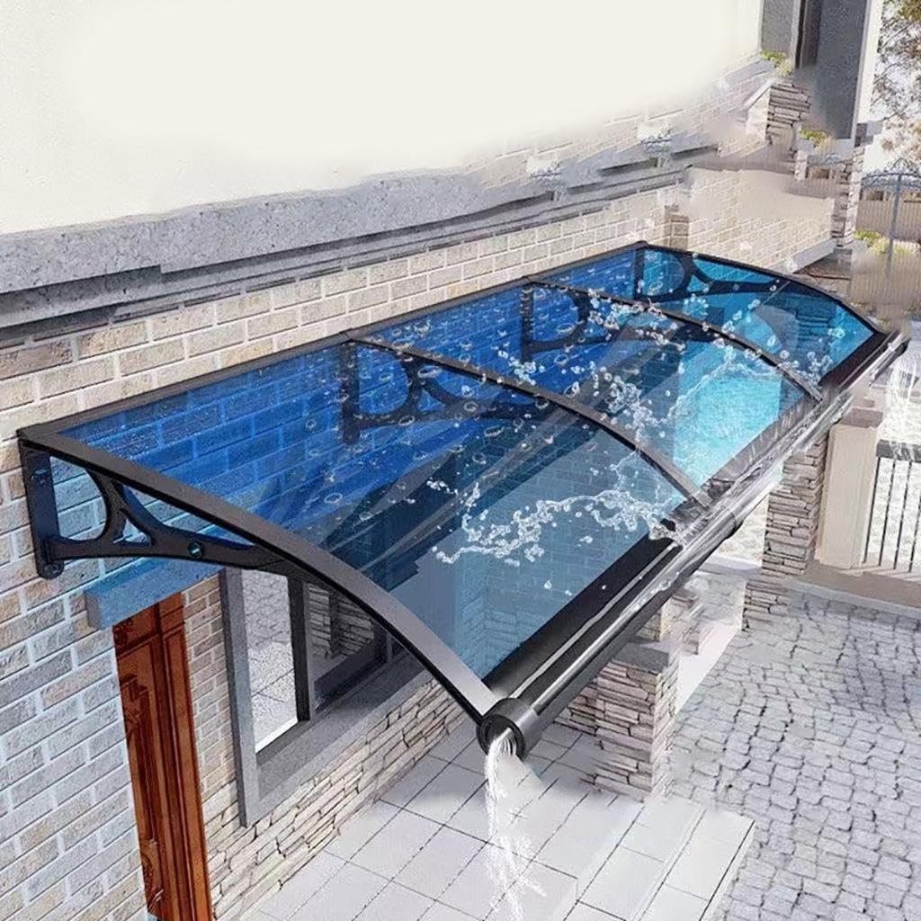 Polycotton Awning, Outdoor Window/Door Canopy, UV Protection, Rain & Snow Shield, Curved Support, #2-60x80cm/24x32in, Durable Weather-Resistant Cover