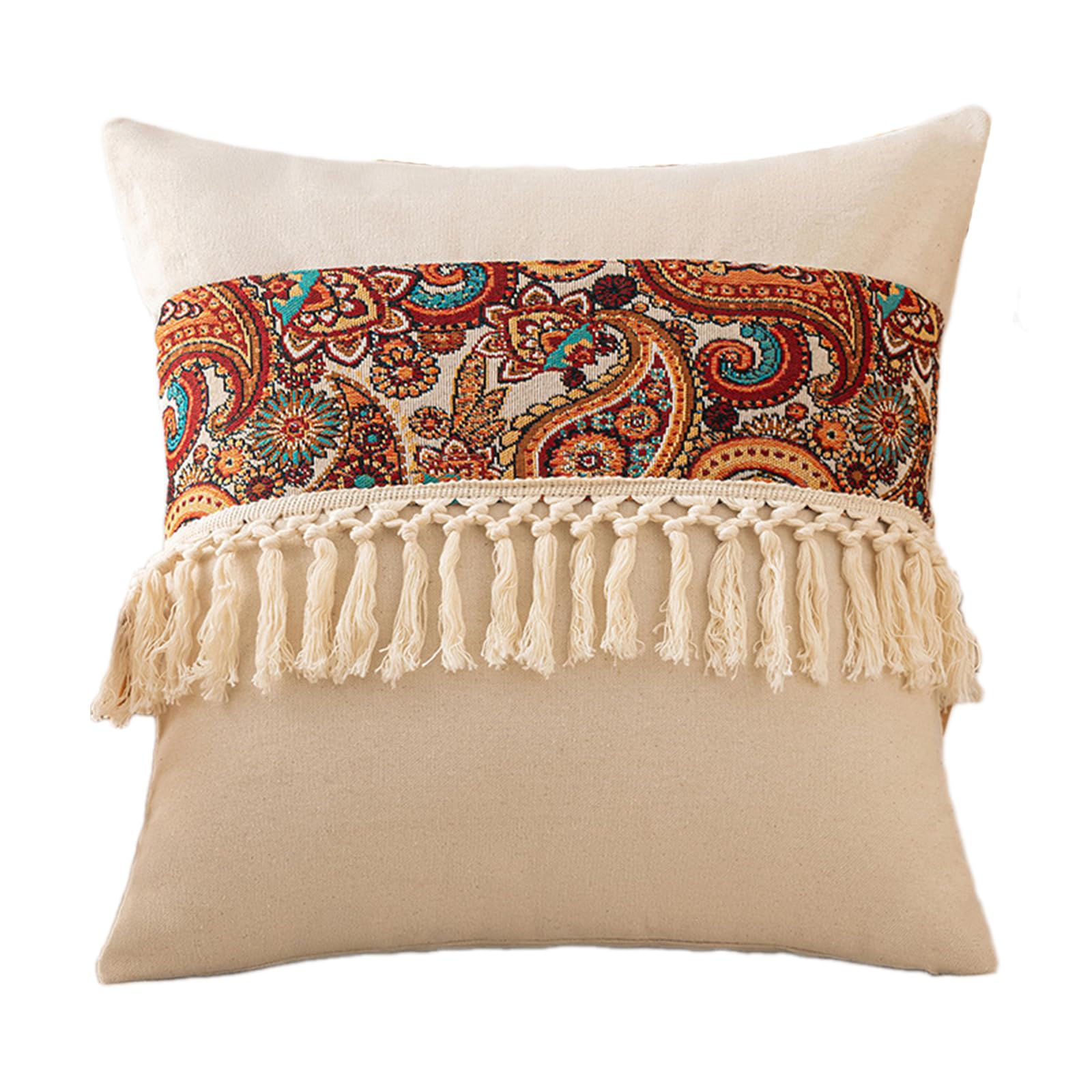 Hsioluted 1PC Pillow Case Ethnic Pillowcase 45x45cm Fringe and Tassels Throw Pillow Sleeve to Any Room Decoration Home Decoration Pillowcases