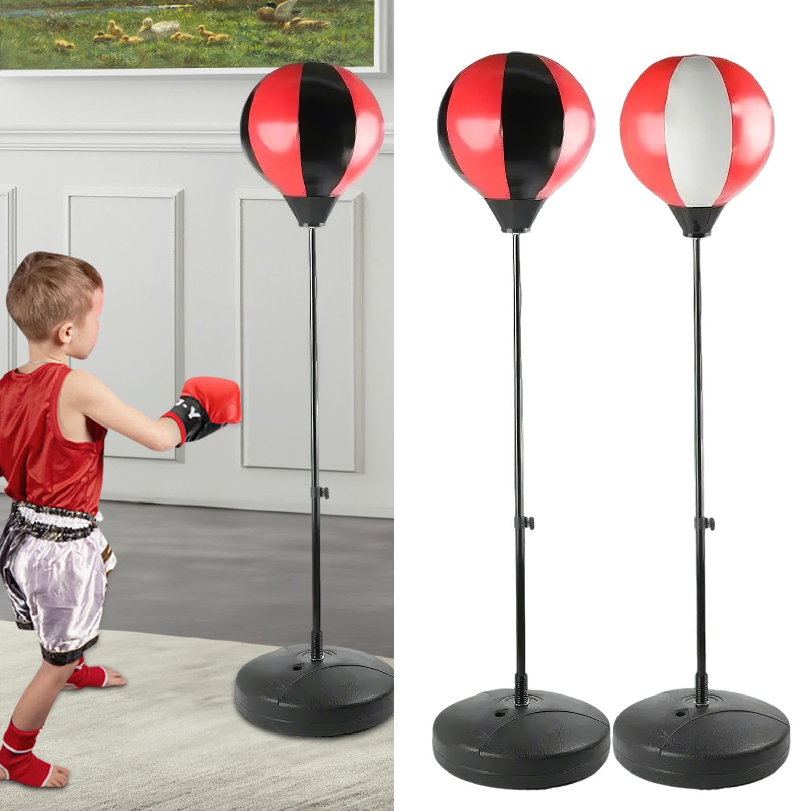 Sacco da boxe sicuro con guanti, set di sacco da boxe durevole, regolabile | Sacco da boxe con supporto per praticare boxe, allenamento fitness e sollievo dallo stress in casa o all'aperto