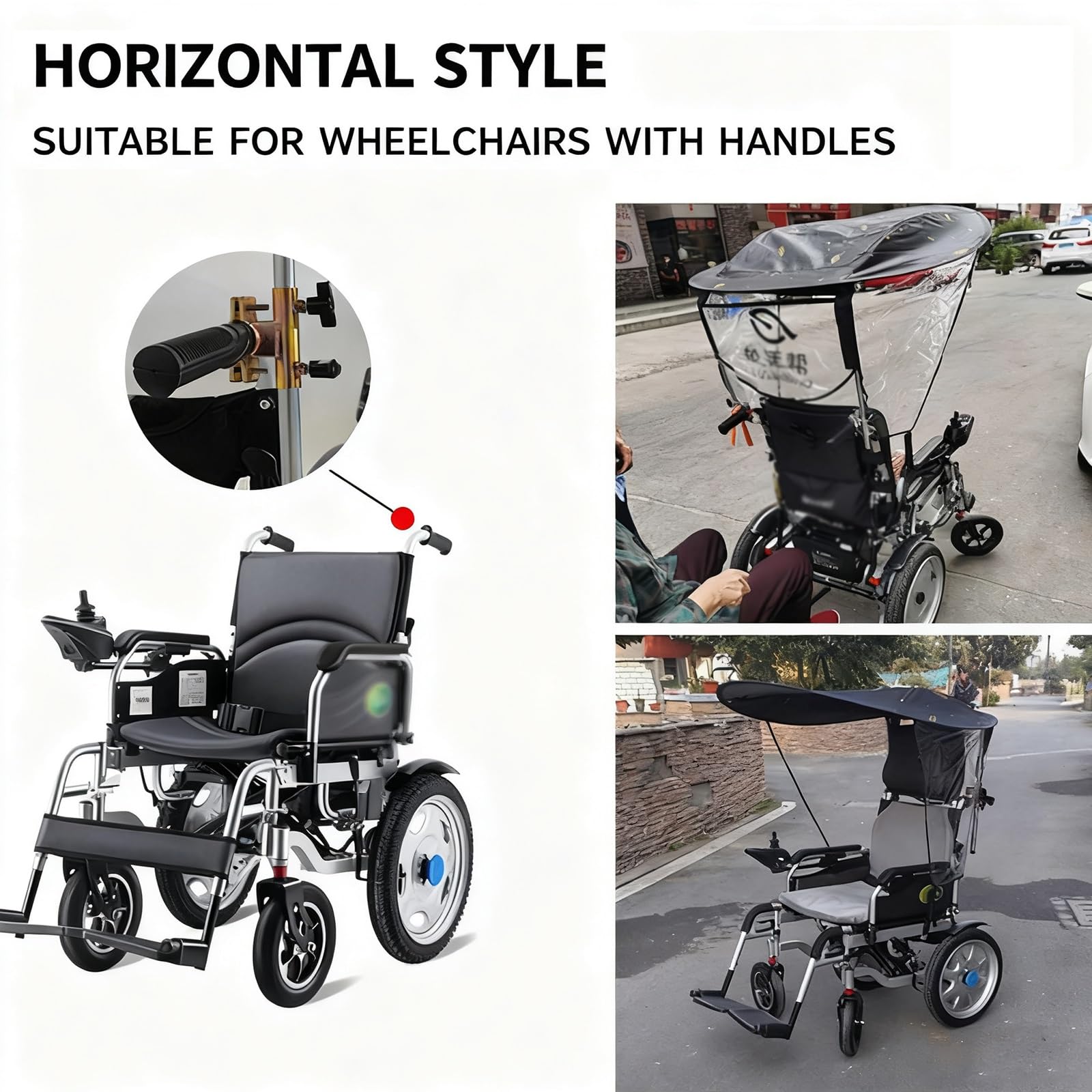 Cubierta para la Lluvia Parasol Ajustable para Silla de Ruedas Paraguas Eléctrico Universal for Silla de Ruedas Protección Resistente a los Rayos Toldo for Exteriores