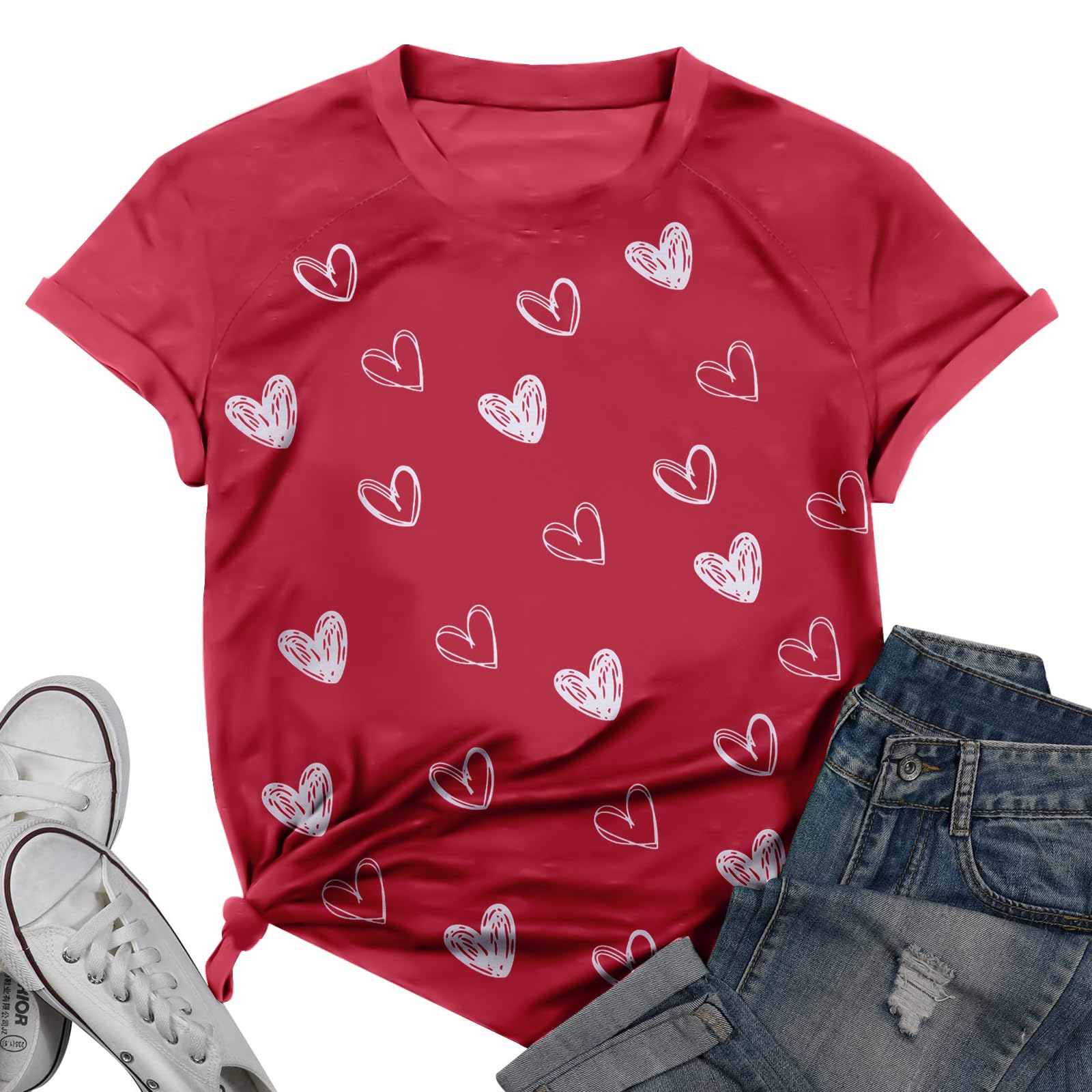 Valentines Shirts for Women Tie Dye Heart T Shirt Valentine's Tee Shirt Casual Lover Short Sleeve Tops