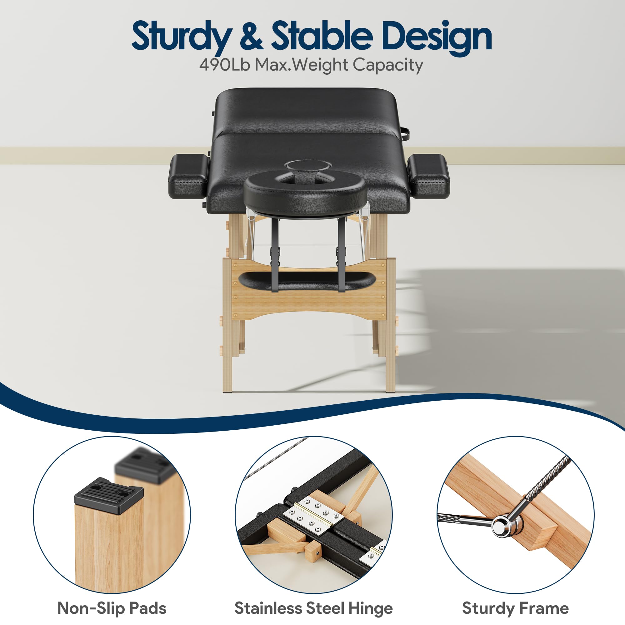 Brelley Mobile Massageliege Klappbar 2 Zone, Höhenverstellbare Professionelle Massagetisch mit Kopfstütze Armlehnen, Für Spa Salon Tattoo Schönheit