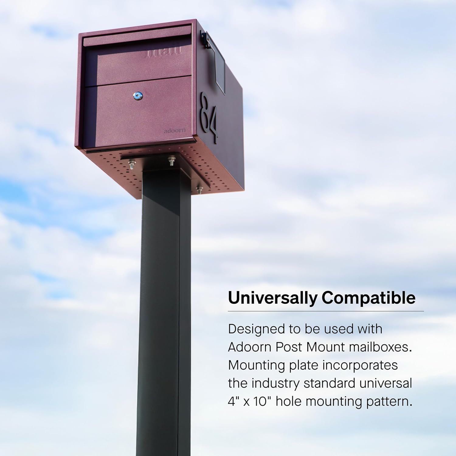 adoorn 51” Mailbox Post - In Ground Mailbox Posts for Outside, Heavy Duty Metal Mailbox Post for Use with Post Mount Mailbox - Black