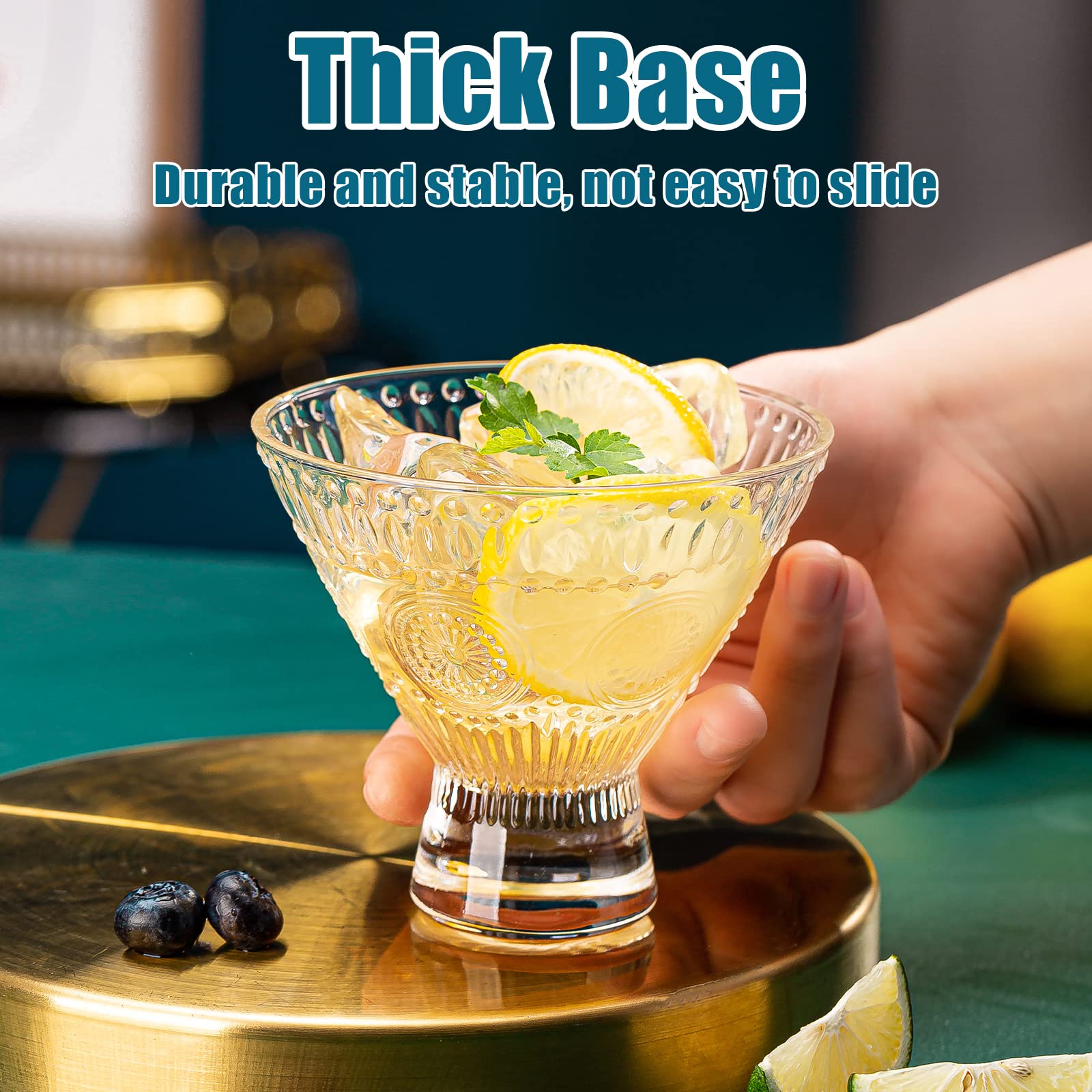 FAWLES Lot De 4 Verres à Martini En Cristal Transparent à Tige