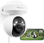 REOLINK 4K Caméra de sécurité extérieure, PTZ Caméra pour la sécurité à domicile, Wi-Fi 6 Nouvelle technologie, détection de la personne/du véhicule/de l'animal, 3X Zoom optique, lumière de mouvement, stockage local, E1 Extérieur Pro
