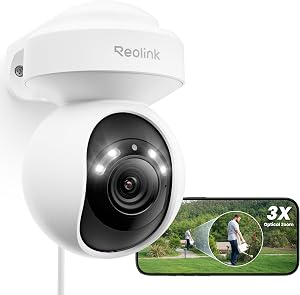 REOLINK 4K Outdoor Security Camera, PTZ Camera for Home Security, Wi-Fi 6 New Technology, Motion Tracking Person/Vehicle/Pet Detection, 3X Optical Zoom, Motion Spotlight, Local Storage, E1 Outdoor Pro