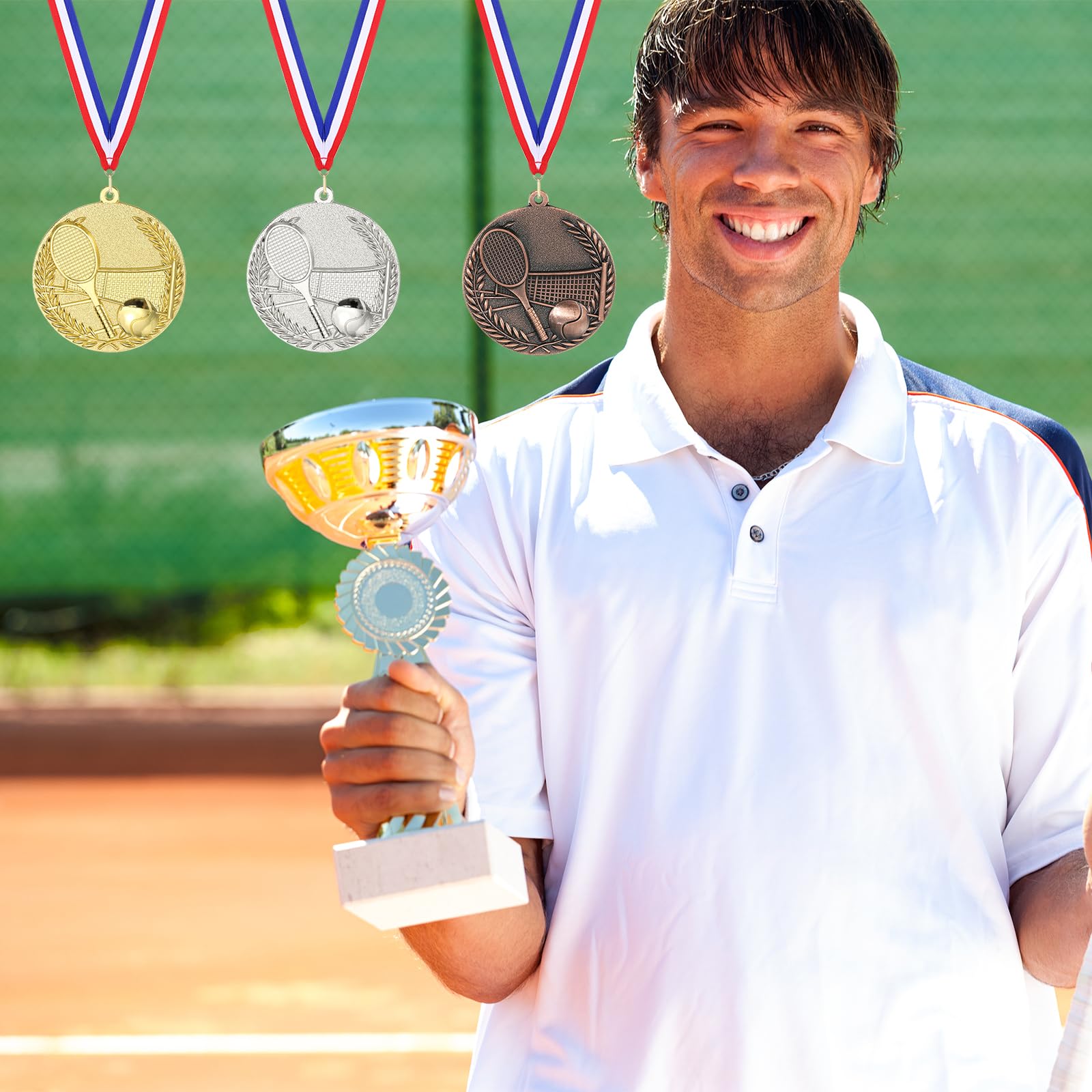 PATIKIL Medalla de Metal, Medalla de Premio, con Cinta, para Juegos y Competencias Deportivas
