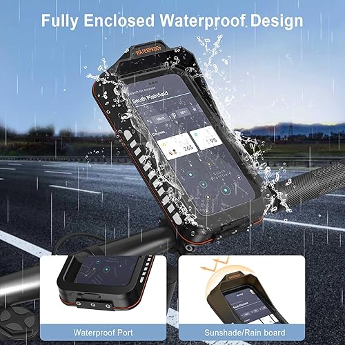 Miniatura 2 de Soporte para teléfono de bicicleta, resistente al agua, para motocicleta, con visera solar, cubierta para lluvia, pantalla táctil sensible,