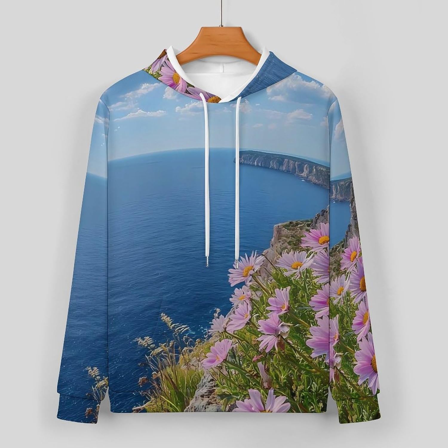 Beach Daisies Men's Hooded Set Casual 2 Pieces Suits Pullover Tracksuit Hoodies And Sweatpants