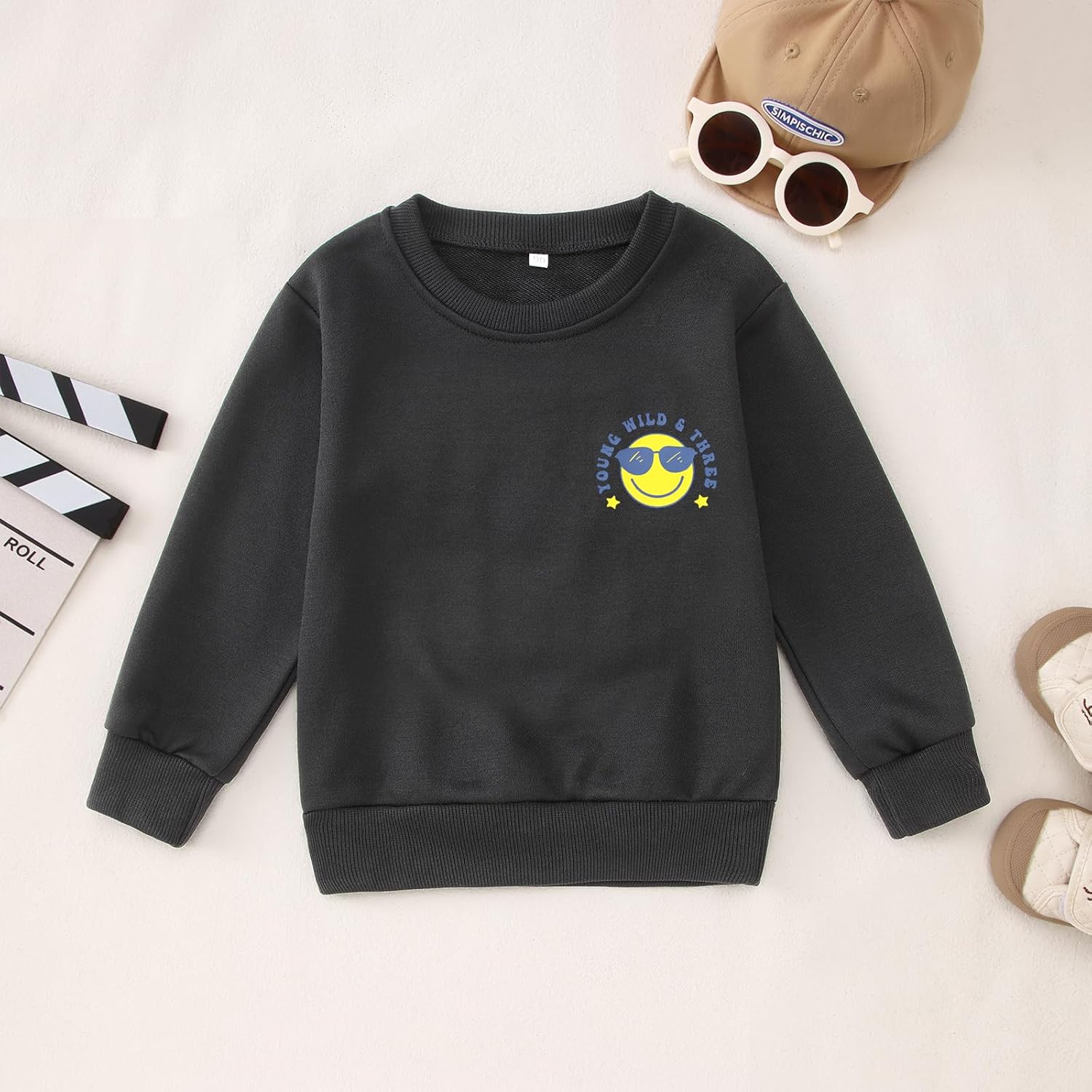 MODNTOGA Toddler Boy Young Wild Three Sweatshirt Cute Face Graphic Birthday Shirt Long Sleeve Funny Print Pullover Bday Tops - Image 6