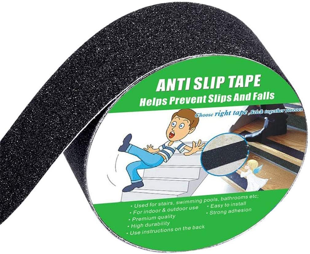 Anti Slip Tape, High Traction, Strong Grip Abrasive, Not Easy Leaving Adhesive Residue, Indoor & Outdoor (50MM Width x 5M Long, Black)