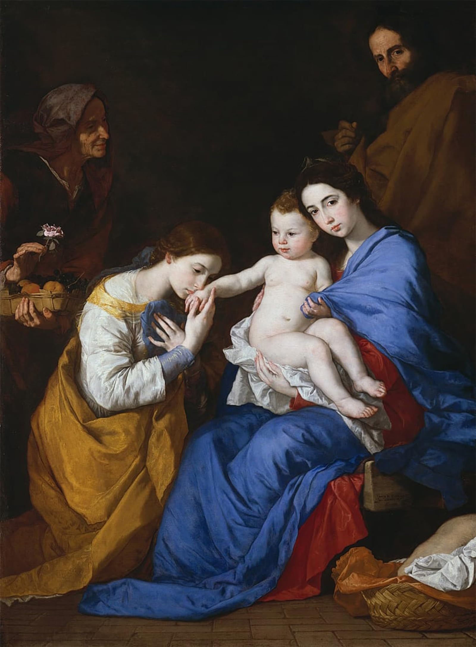 Posteriik No Frame Vintage Classic Picture Landscape Artwork The Holy Family With Saints Anne And Catherine Of Alexandria By Jusepe De Ribera Portrait Canvas Painting For Office Home Decor 60X90cm