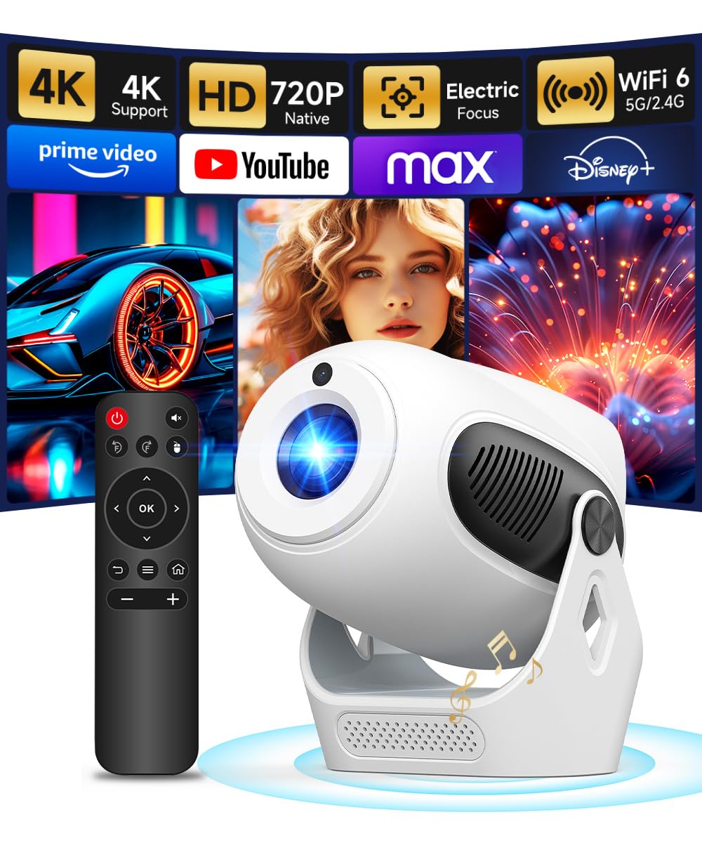 【Enfoque Eléctrico 4K】Mini Proyector Magcubic, Compatible con Android 11, Bluetooth 5.0, WiFi de Doble Banda, Proyector Portátil con Rotación de 180° que Admite Corrección Trapezoidal Horizontal Autom