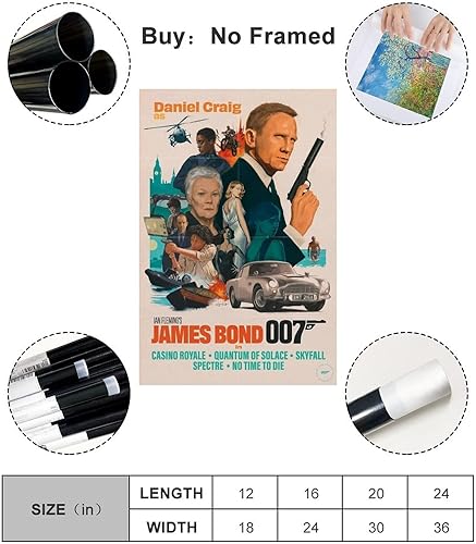 Miniatura 2 de LOEBKE Póster de James Bond 007 con diseño de película de Casino Royale, pintura decorativa, lienzo, pósteres de pared e impresión artística moderna