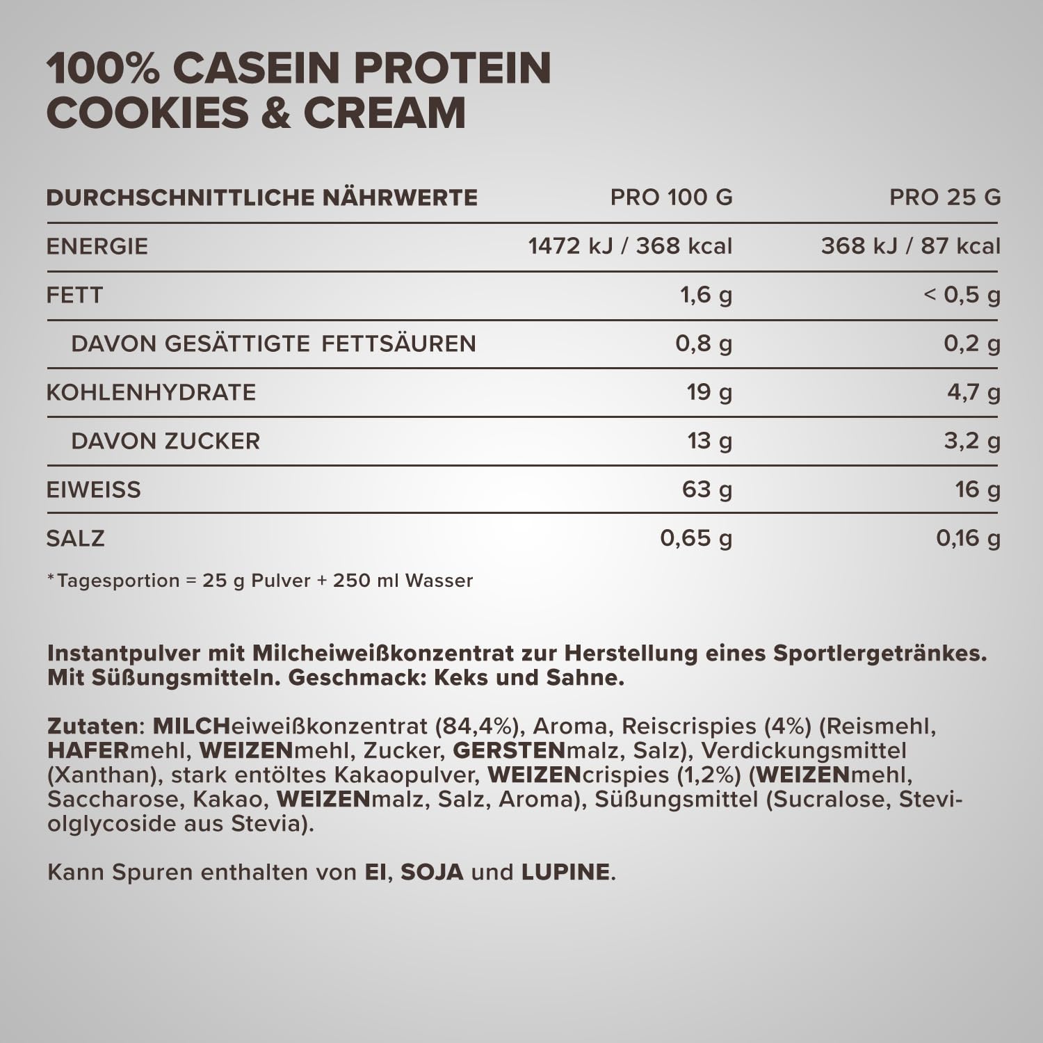 IronMaxx 100% Casein Protein Powder Cookies & Cream 750g – Caséine micellaire, protéine de caséine en poudre pour shake protéiné, nutrition fitness, musculation et apport protéiné