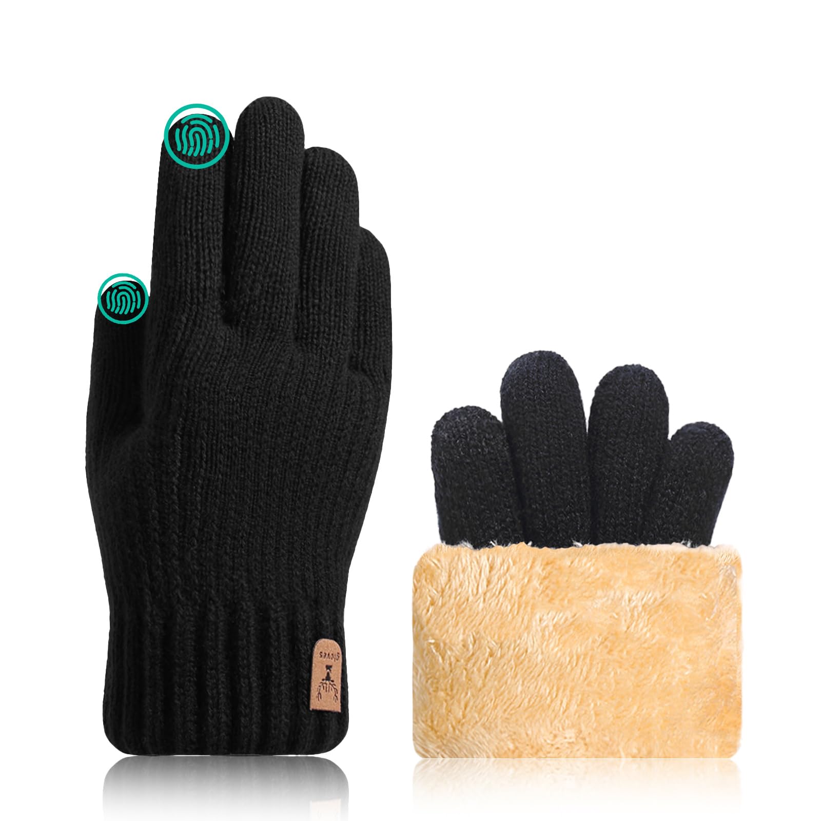 JUNRUI Winterhandschuhe für Damen Herren Touchscreen Thermohandschuhe mit Warme Fleecefutter für Kaltes Wetter