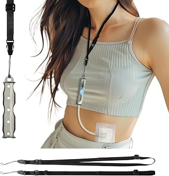Peritoneal Dialysis Catheter Holder Accessories for Baxter, PD Transfer Set Catheter Shower Holder, Peritoneal Dialysis Accessories with 2 Ajustable Lanyards Black