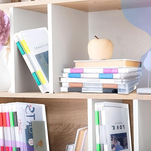 Miniatura 6 de Seajan 12 cajas modernas de plástico con letras A4 con cierres herméticos, organizador de almacenamiento de papel portátil y apilable, 12.4 x 9.8 x