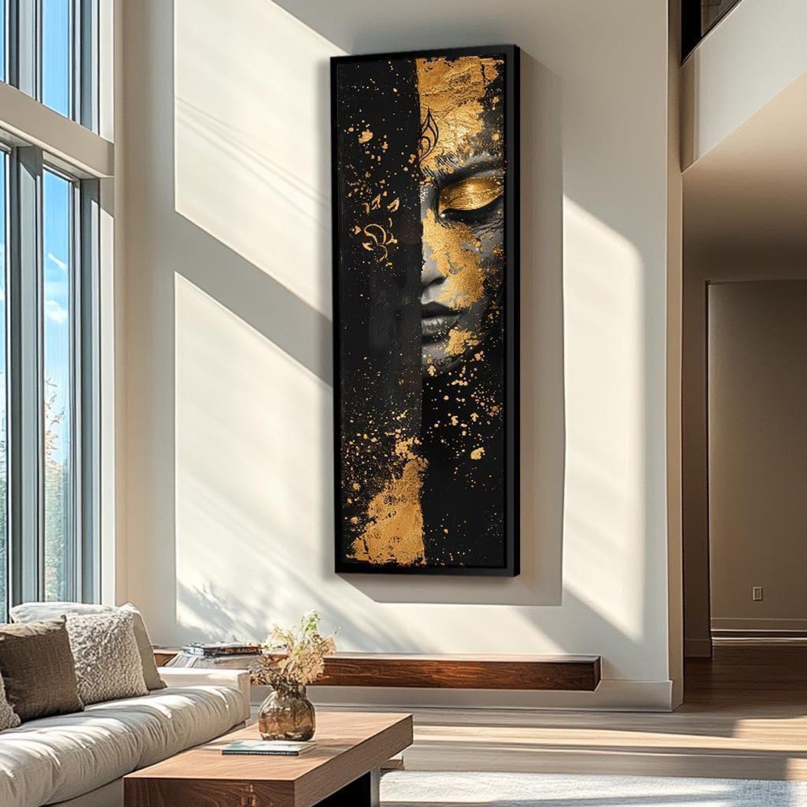 XBTYKPB Long Narrow Woman Canvas Wall Art, Tall Narrow wall art, Vertical Wall Art, Large vertical wall art Print, People Canvas(60x180cm/Frameless)