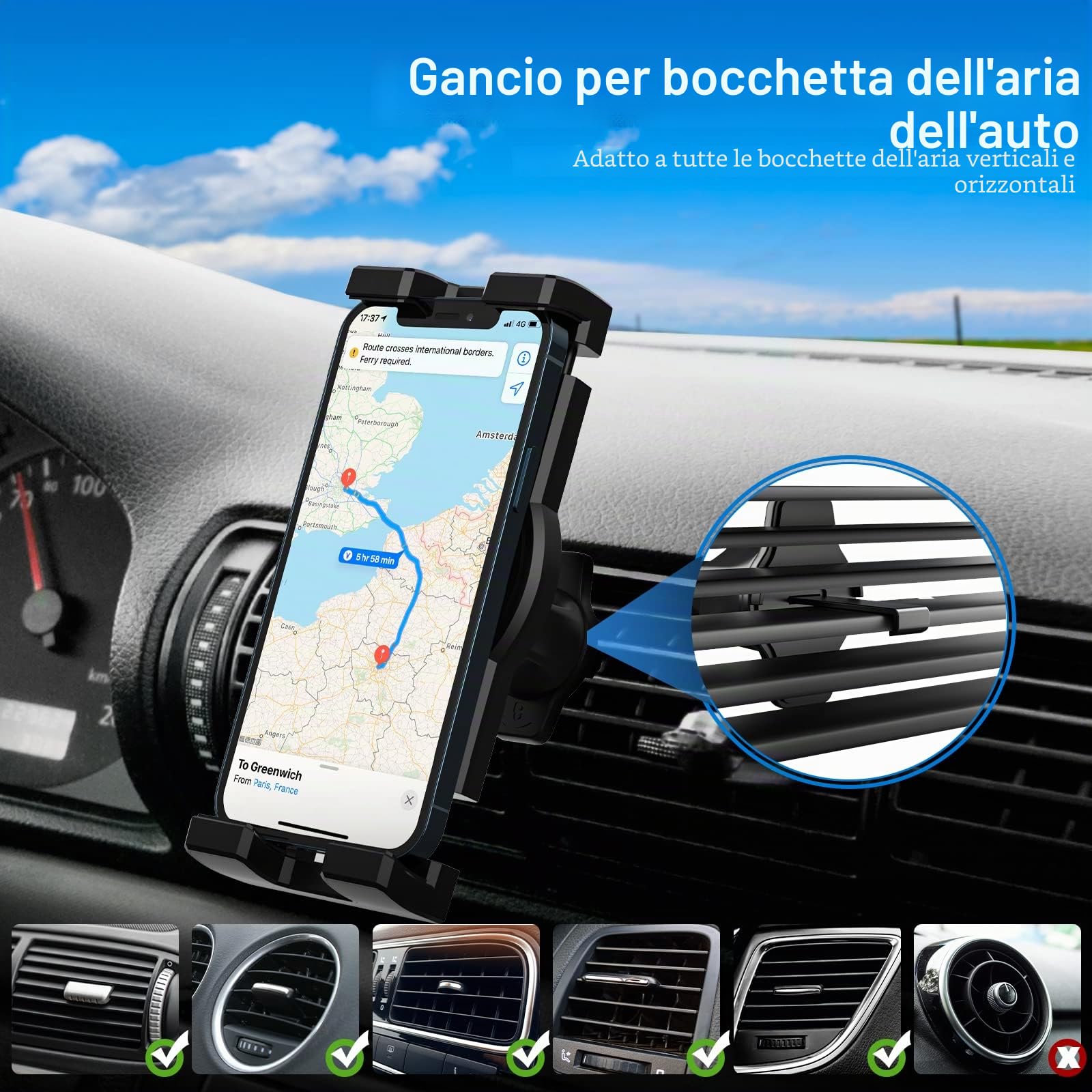 Supporto Tablet Auto, 3-in-1 Porta Tablet Auto Ventosa | Supporto Cruscotto Parabrezza Bocchetta Aria [Super Aspirazione & Stabile] per iPad Pro Air Mini, Galaxy Tabs, iPhone, 4-13"