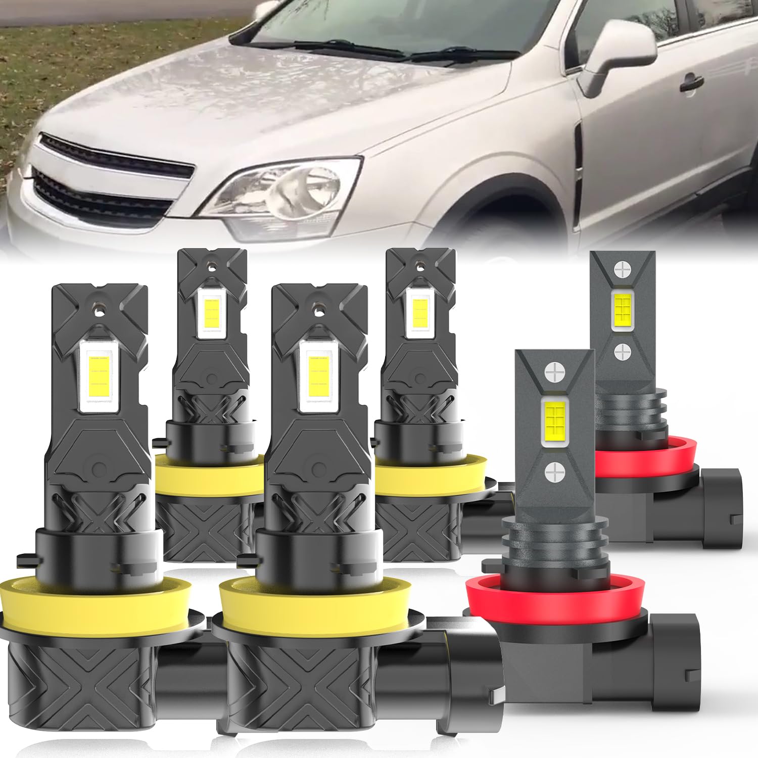 Fit For Chevy Captiva Sport 2012-2015 light Bulbs, High/Low Dual Beam Fog Lights Combo, Plug and Play, 6 PCS