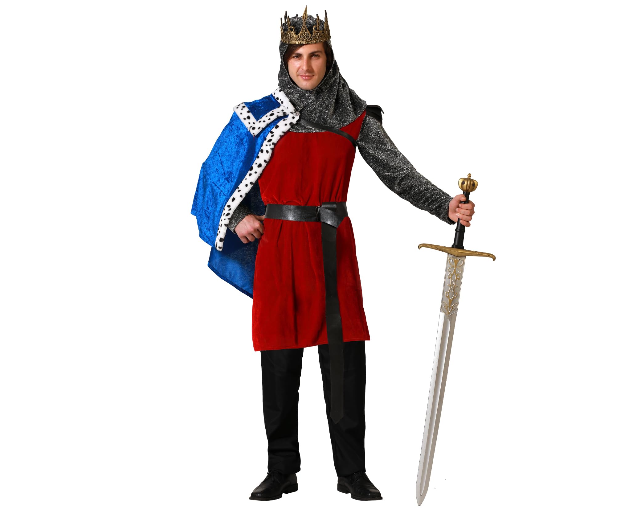 Atosa medieval king costume cape blue mens adult xs