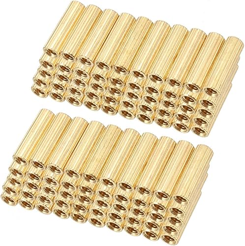 uxcell 100pcs latón redondo recto PCB pilar hembra hilo separador separador M2x3x12mm