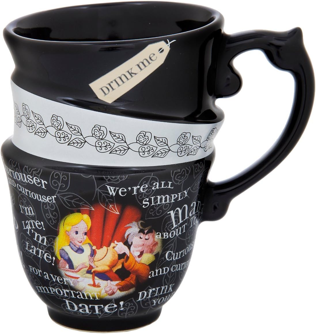 Disney Parks Exclusive Alice in Wonderland Triple Stack Quotes Ceramic Cup Mug