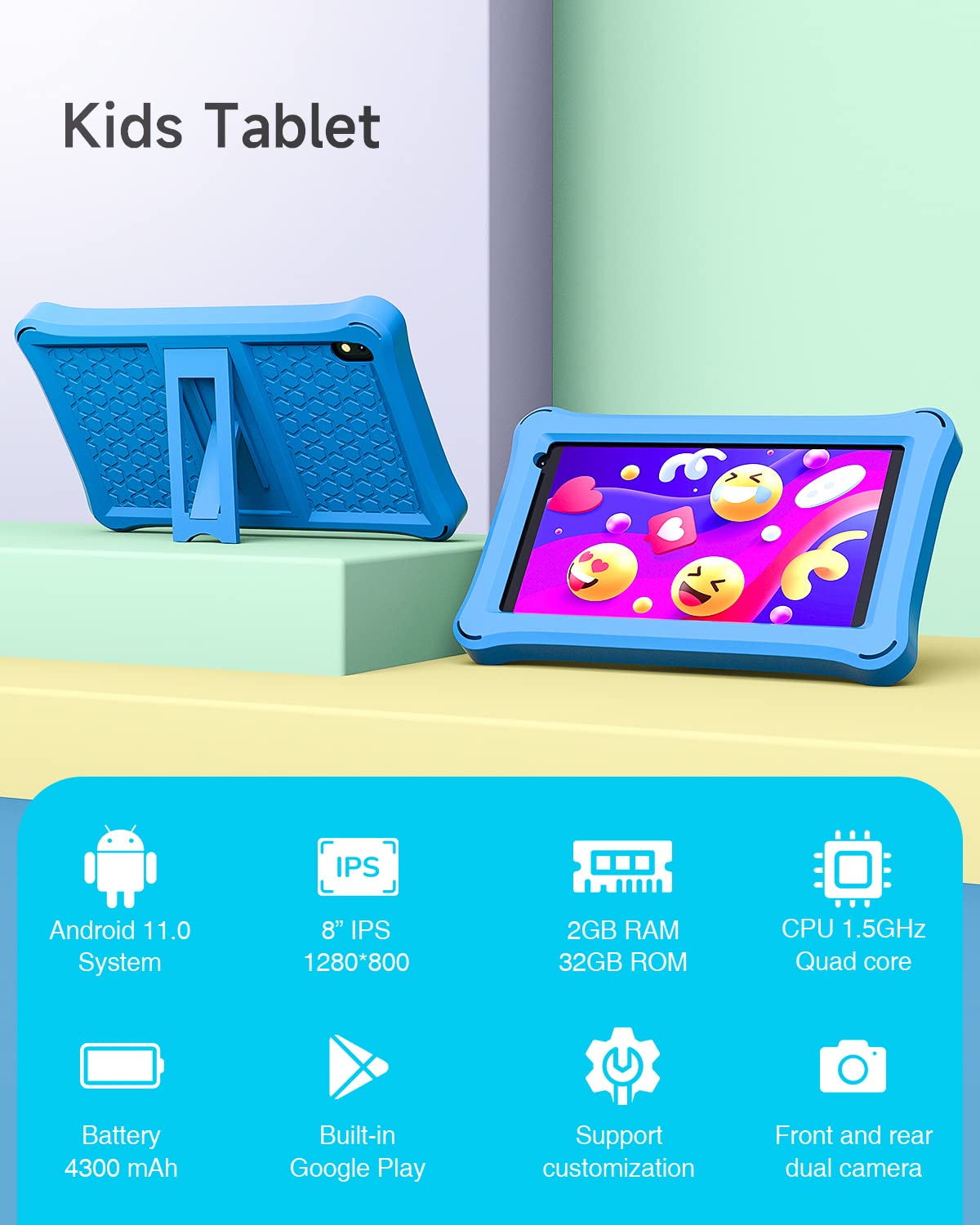 Tableta para niños de 10 pulgadas, Android 12 Tablet PC para niños con Tableta para niños de 10 pulgadas, Android 12 Tablet PC para niños con