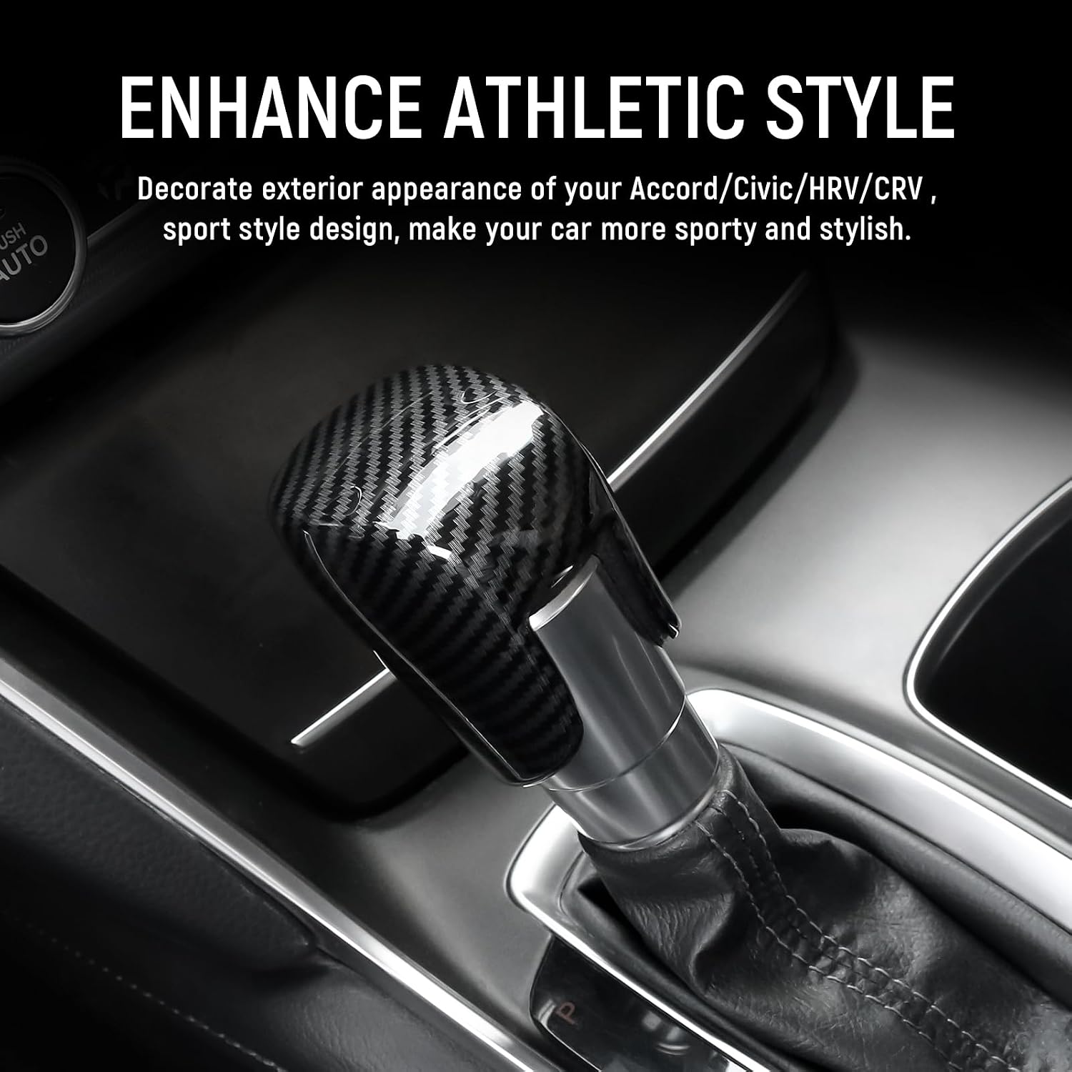 Gear Shift Cover Compatible with Honda 2018-2026 Accord & 2022-2026 Civic & 2023-2026 CRV HRV Accessories Carbon Fiber Sports Style Shift Knob Cover Trim Protector image 4