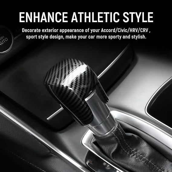 Gear Shift Cover Compatible with Honda Accord 2018-2024 for Honda Civic 2022-2025 for Honda CRV HRV 2023 2024 2025 Accessories Carbon Fiber Sports Style Shift Knob Cover Trim Protector