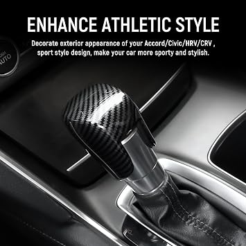 Gear Shift Cover Compatible with Honda Accord 2018-2024 for Honda Civic 2022-2025 for Honda CRV HRV 2023 2024 2025 Accessories Carbon Fiber Sports Style Shift Knob Cover Trim Protector