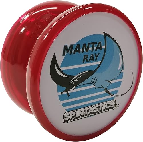 Spintastics Manta Ray, eje de madera, forma alada, diseñado por campeón del mundo, rojo