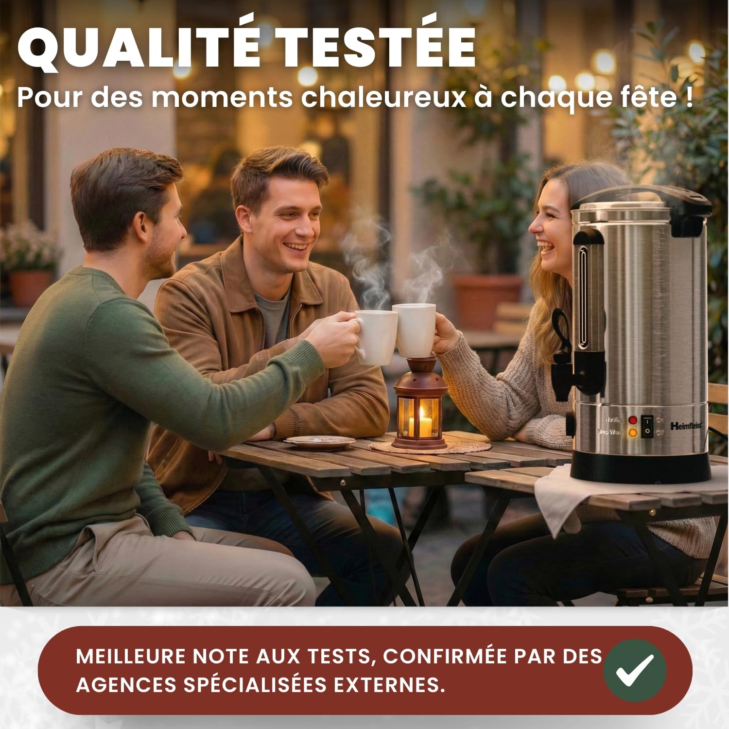 Heimfleiss® Machine à Vin Chaud 10 L en Acier Inoxydable 1500 W | Marmite à Vin Chaud avec Robinet, Thermostat et Protection Surchauffe | Distributeur Eau Chaude et Boissons Chaudes | Argent