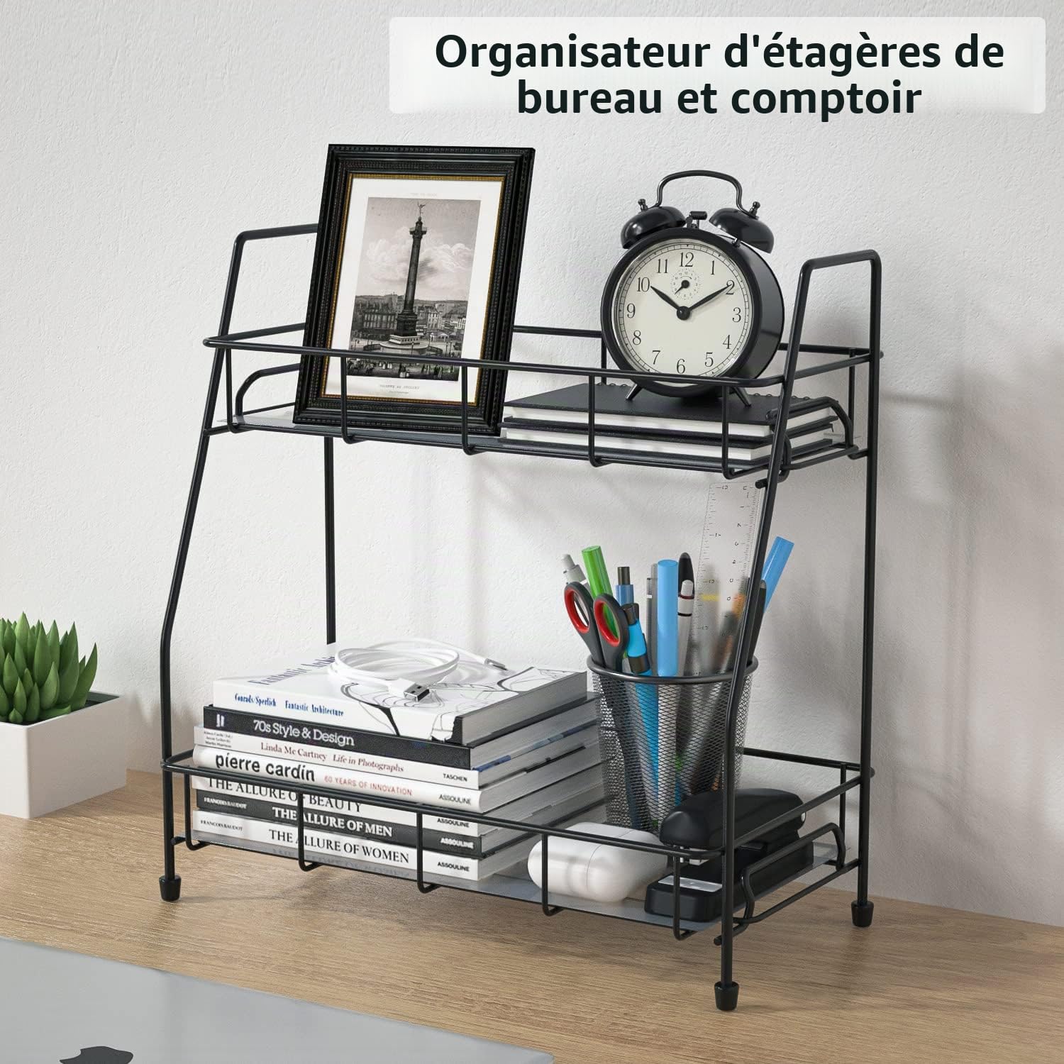 Étagère à Épices Cuisine, Porte-Épices en Métal, Rangement Epices Cuisine pour Comptoir,Noir