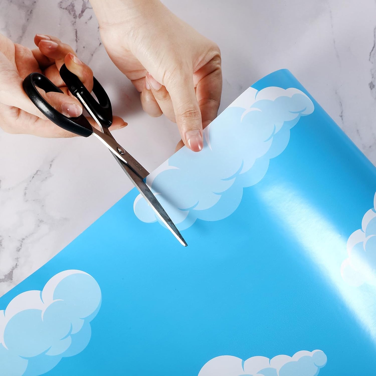 Tenceur Sky and Cloud Bulletin Board Paper 24 Inch x 100ft Fade Resistant Paper Roll for Birthday Party Classroom Decor